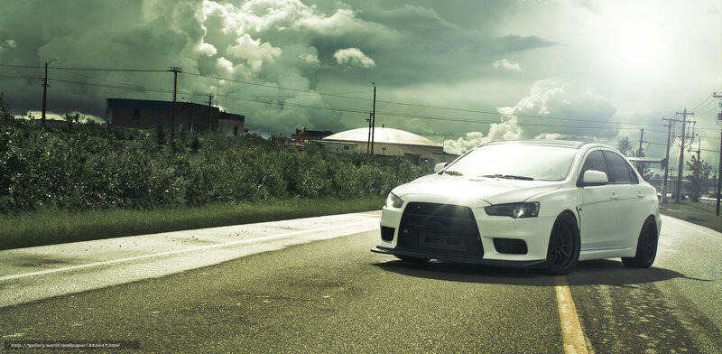 White Sports Car on Road — Dramatic, Afternoon, Photograph