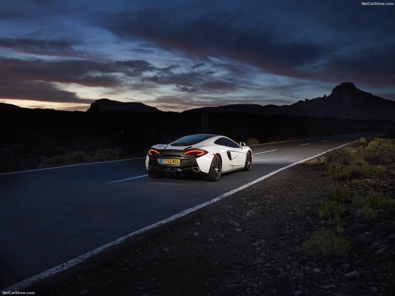White Sports Car on Road — Dramatic, Sunset, Photograph