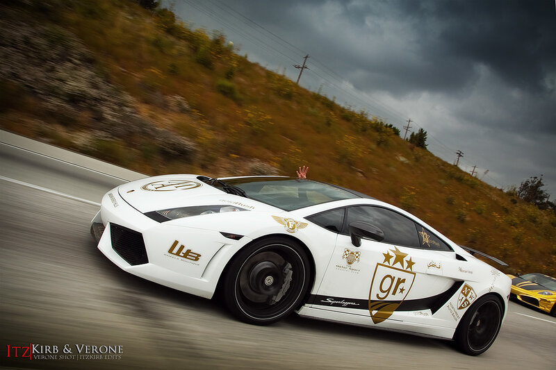 White Sports Car on Road — Dynamic