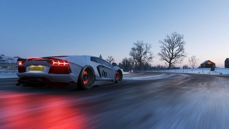 White Sports Car on Road — Dynamic, Winter, 3d Render