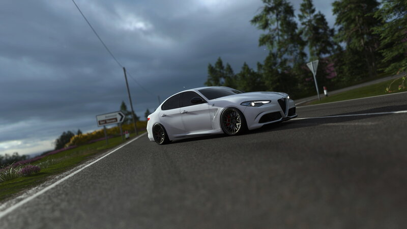White Sports Car on Road — Gray, Dramatic, Afternoon