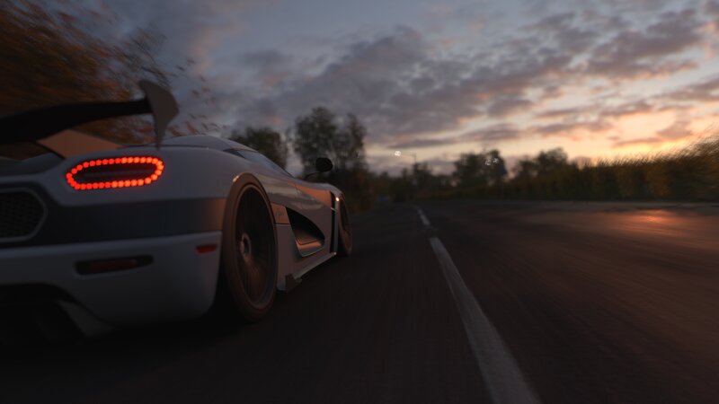 White Sports Car on Road — Gray, Dramatic, Sunset, 3d Render