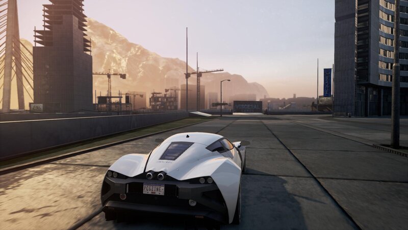 White Sports Car on Road — Serene, Sunset