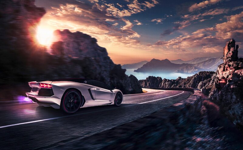 White Sports Car on Road — Silver