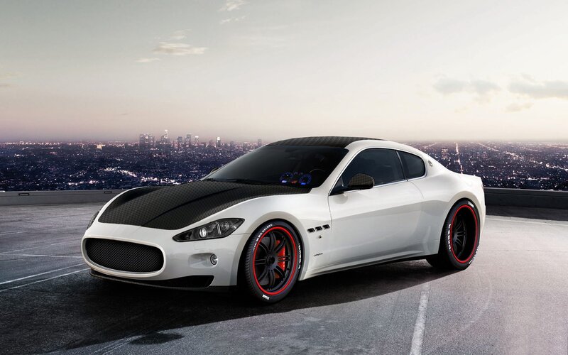 white sports car on rooftop