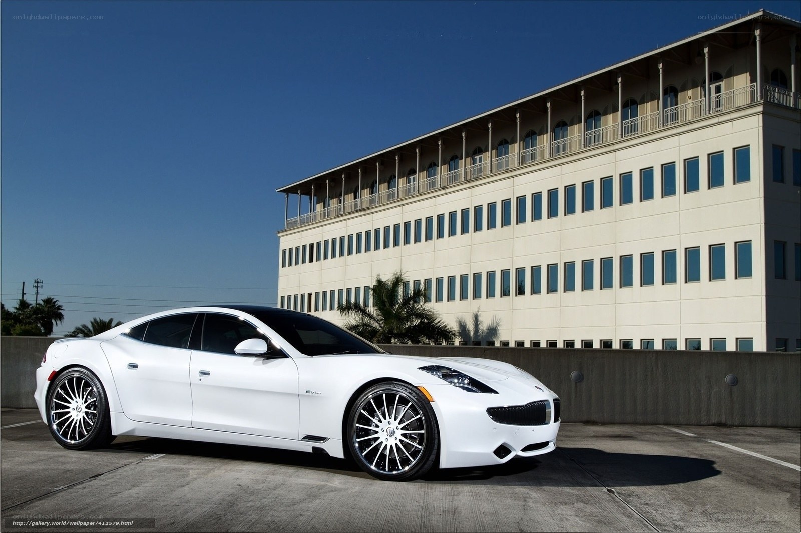 White sports car on rooftop