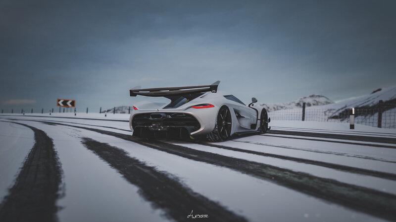 White Sports Car on Snow — Cold, Dramatic