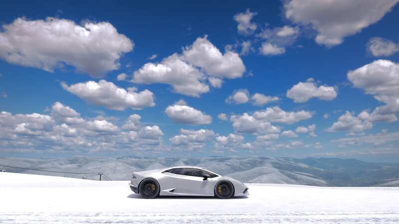 White Sports Car on Snow