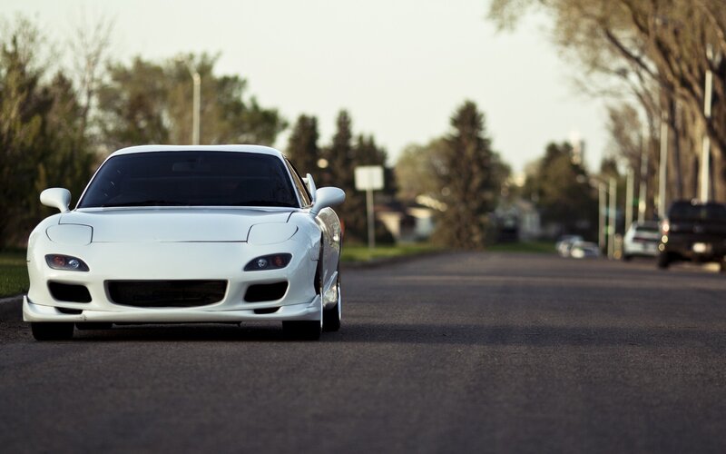 white sports car on street
