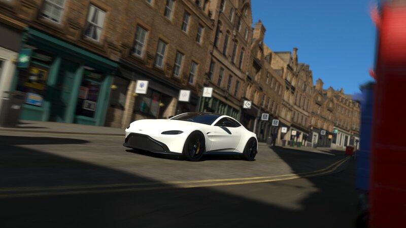 White Sports Car on Street — Bright