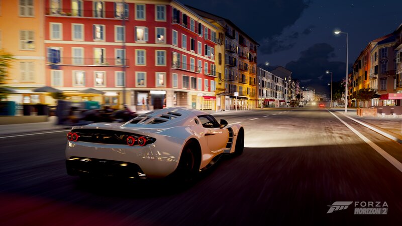 White Sports Car on Street — Dynamic