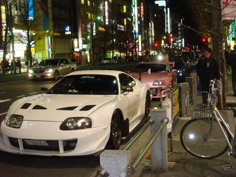 White Sports Car on Street — Urban, Night