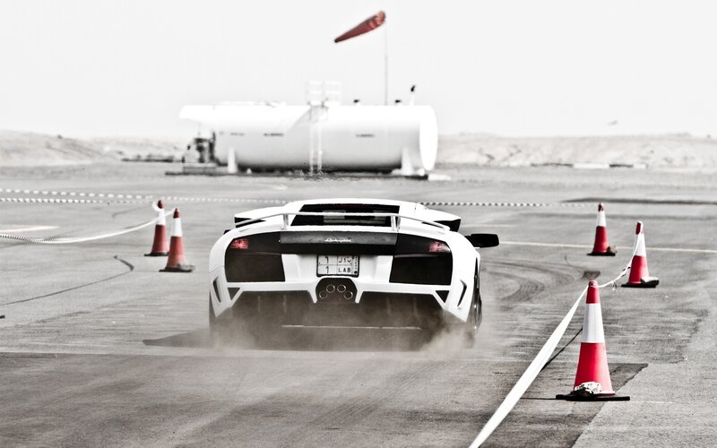 White sports car on track