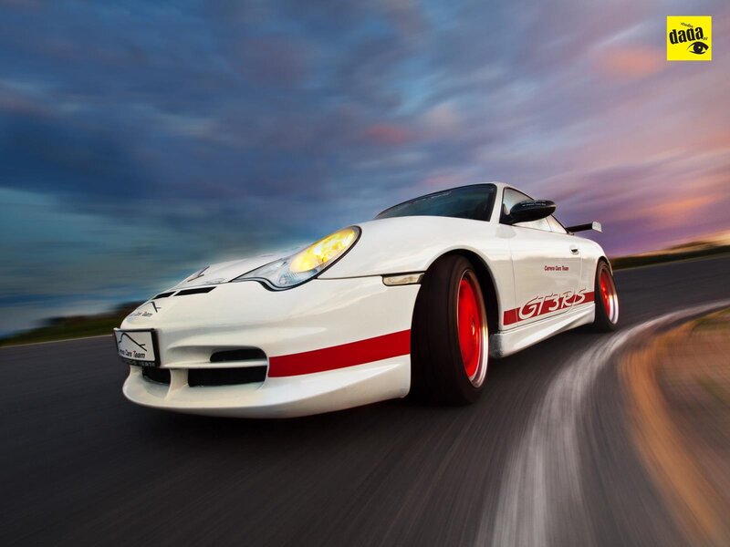 white sports car on track