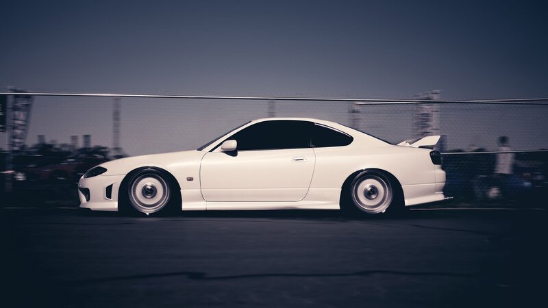 white sports car on track