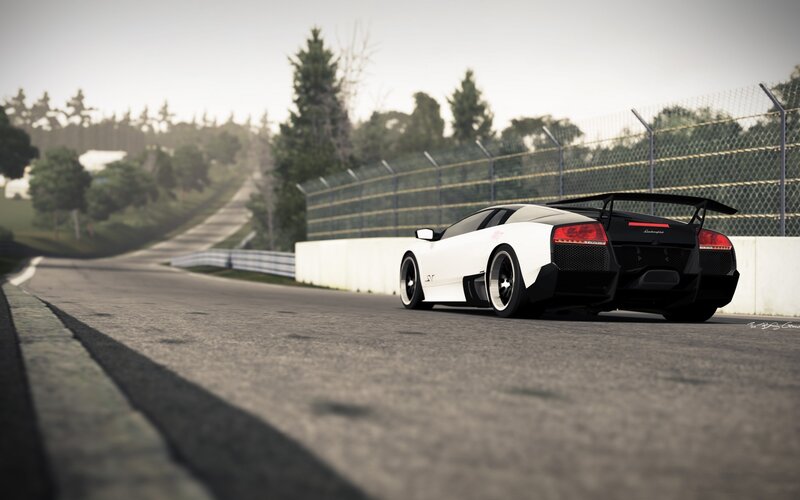 White Sports Car on Track — Calm, Morning