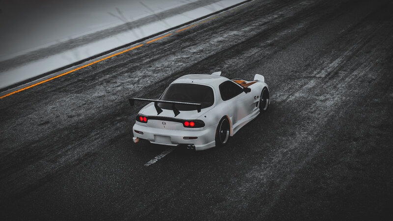 White Sports Car on Track — Dramatic, 3d Render