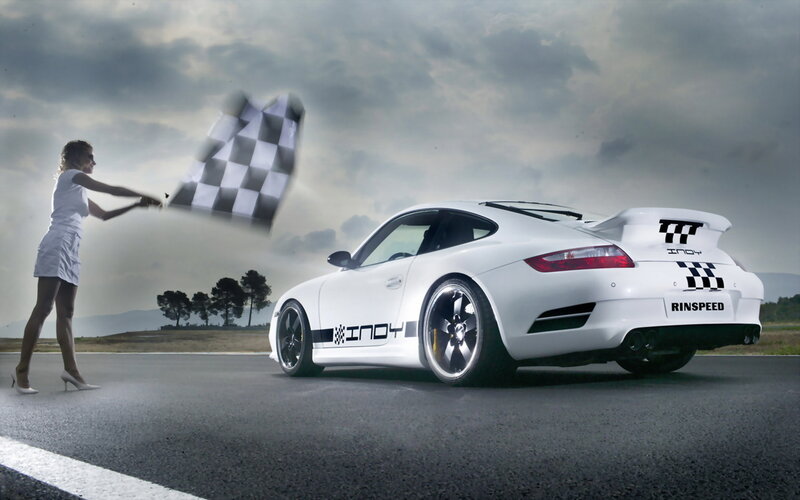 White Sports Car on Track — Dramatic, Afternoon