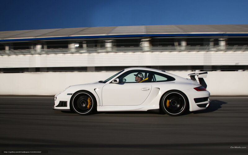 White Sports Car on Track — Dynamic, Afternoon, Photograph, Driver