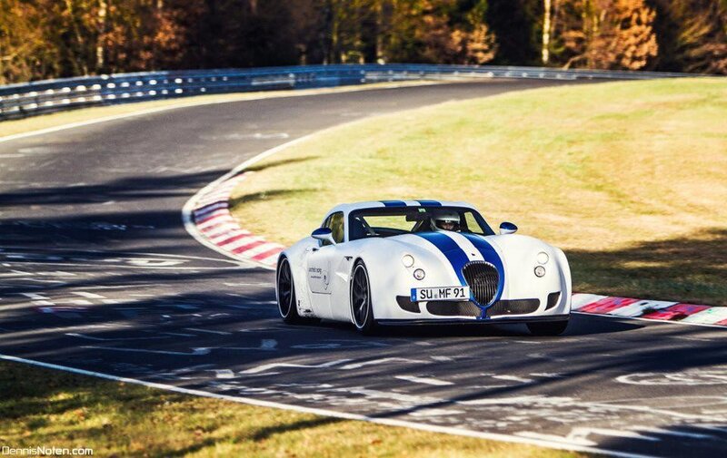 White Sports Car on Track — Dynamic, Autumn