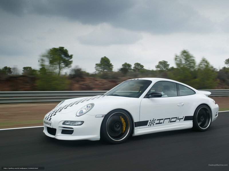 White Sports Car on Track — Dynamic, Photograph