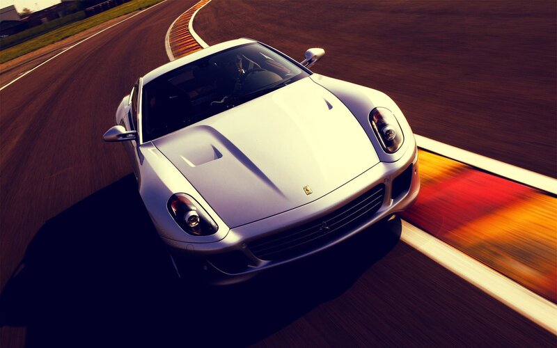 White Sports Car on Track — Dynamic, Sunset, Photograph, Race Track, Driver