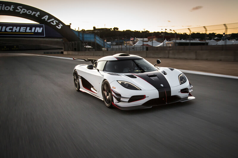 White Sports Car on Track — Dynamic, Sunset, Photograph, Race Track, Tents