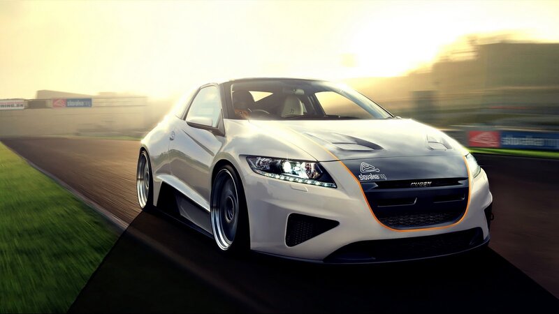 White Sports Car on Track — Dynamic
