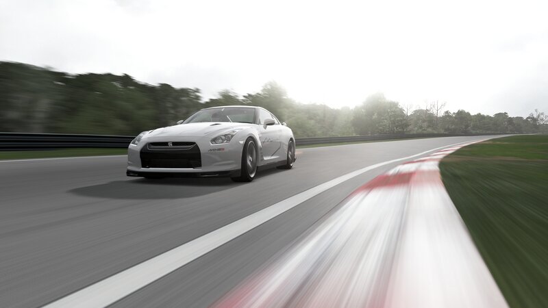 White Sports Car on Track — Gray