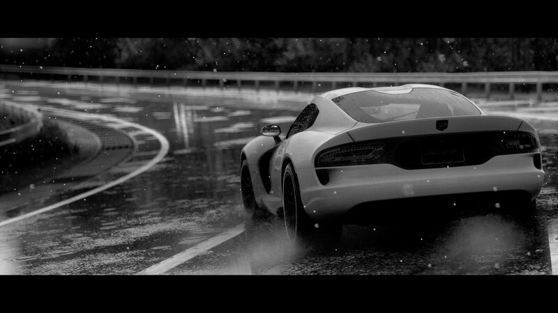 White Sports Car on Wet Road