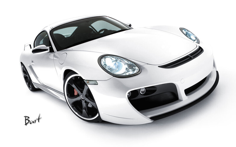 White sports car on white background