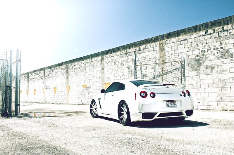 white sports car parked