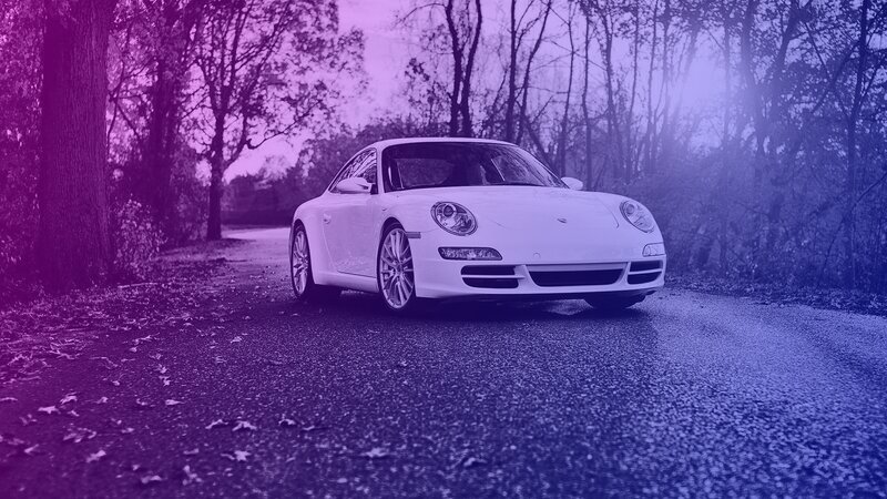 White Sports Car — Purple