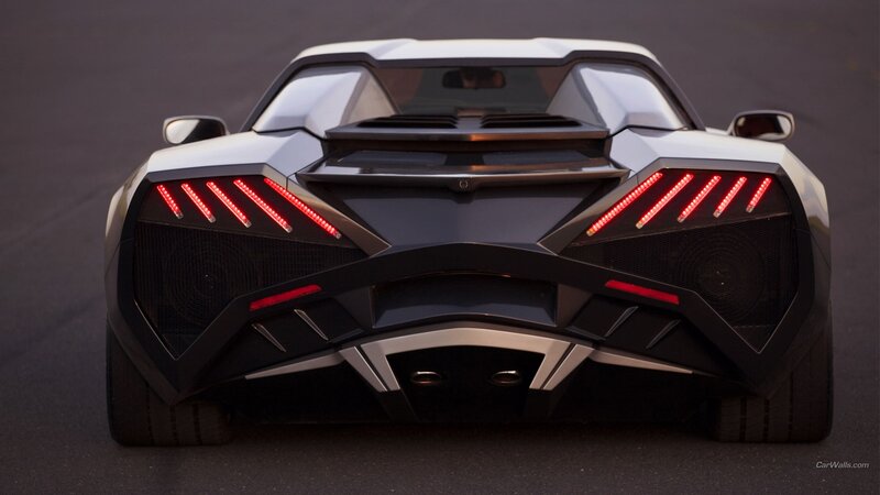White Sports Car Rear — Black