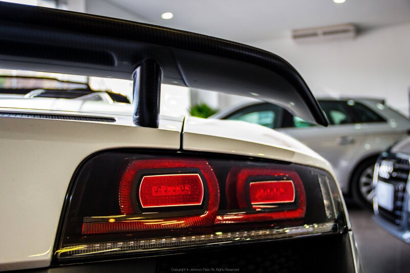 White Sports Car Rear — Dramatic, Photograph