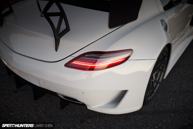 White Sports Car Rear — Dramatic, Sunset, Photograph