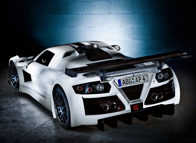 white sports car rear view