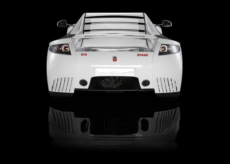 white sports car rear view
