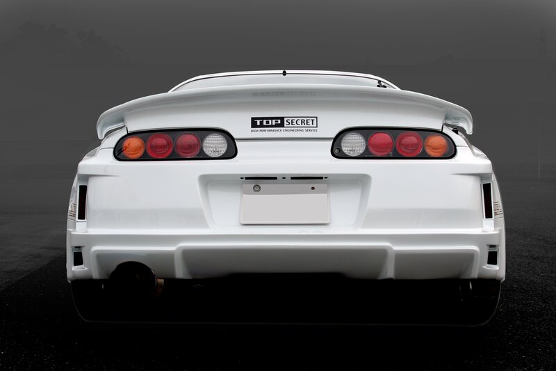 white sports car rear view