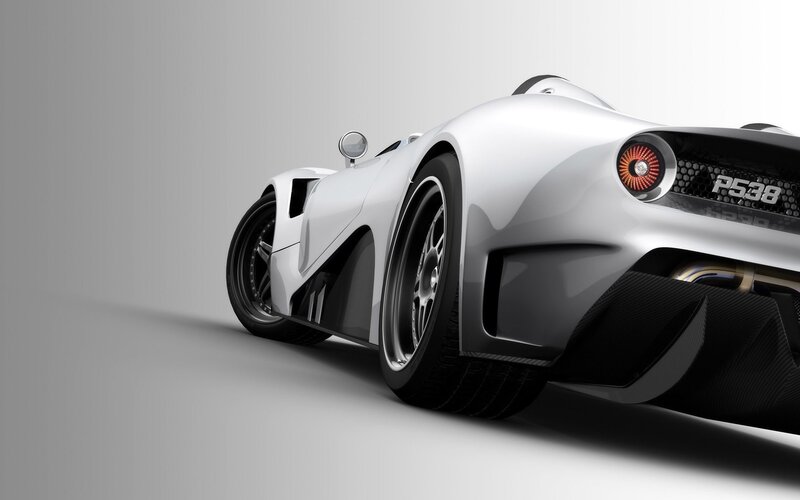 white sports car rear view