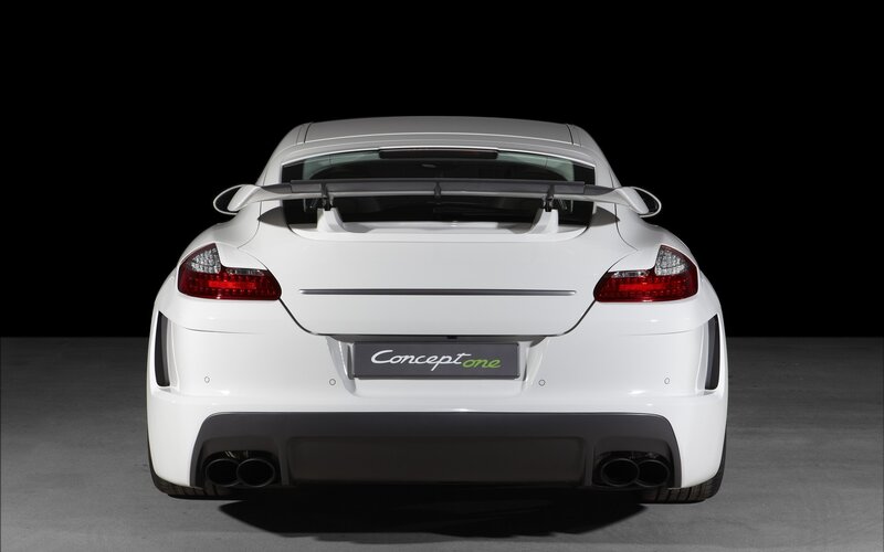 white sports car rear view