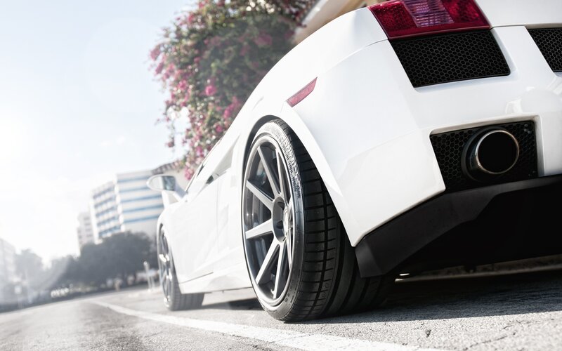 white sports car rear view