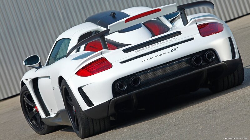 white sports car rear view