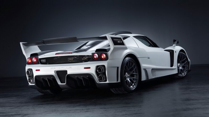 white sports car rear view