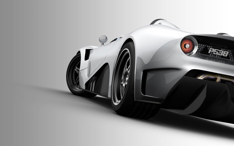 white sports car rear view