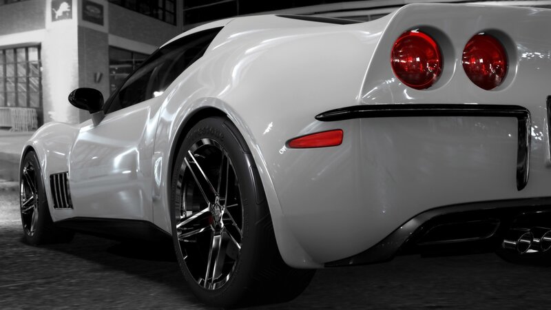 white sports car rear view