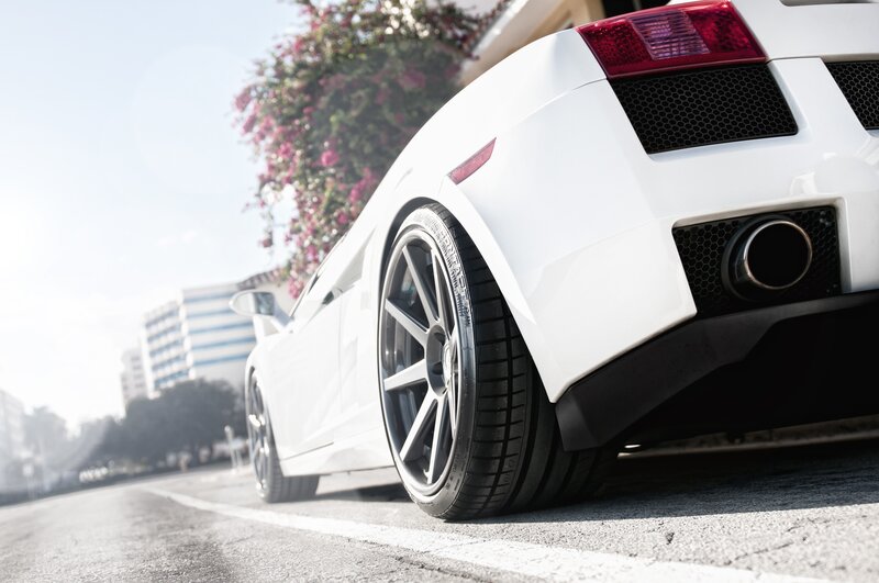 white sports car rear view