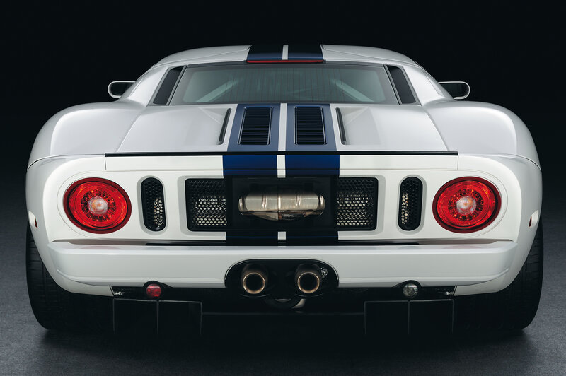 white sports car rear view