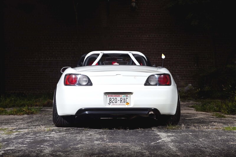 white sports car rear view