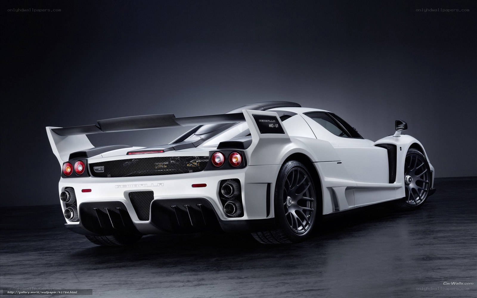 white sports car rear view